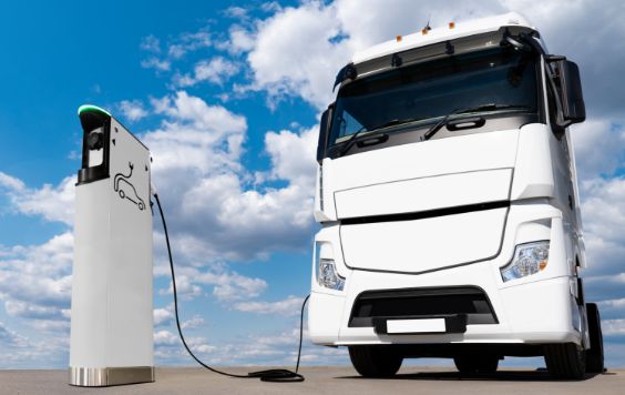 EV Truck at charging station