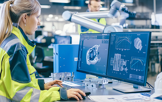 Engineer working on computer